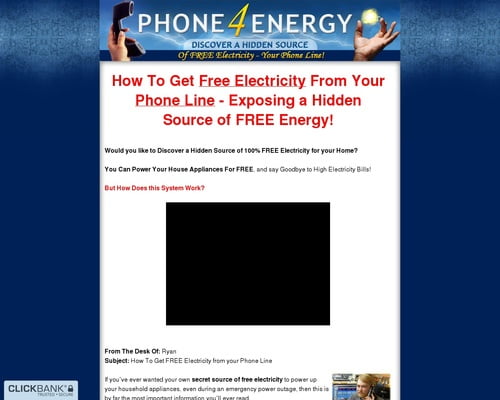 Phone 4 Energy - Discover a Hidden Source of Free Electricity - Your Phone Line!