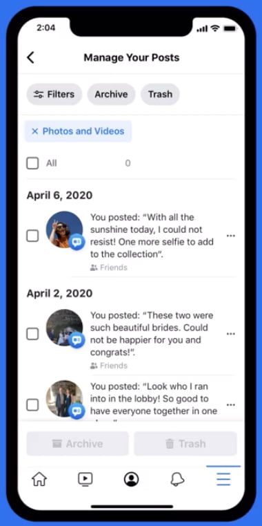 Facebook Lets Users Delete Old Posts in Bulk