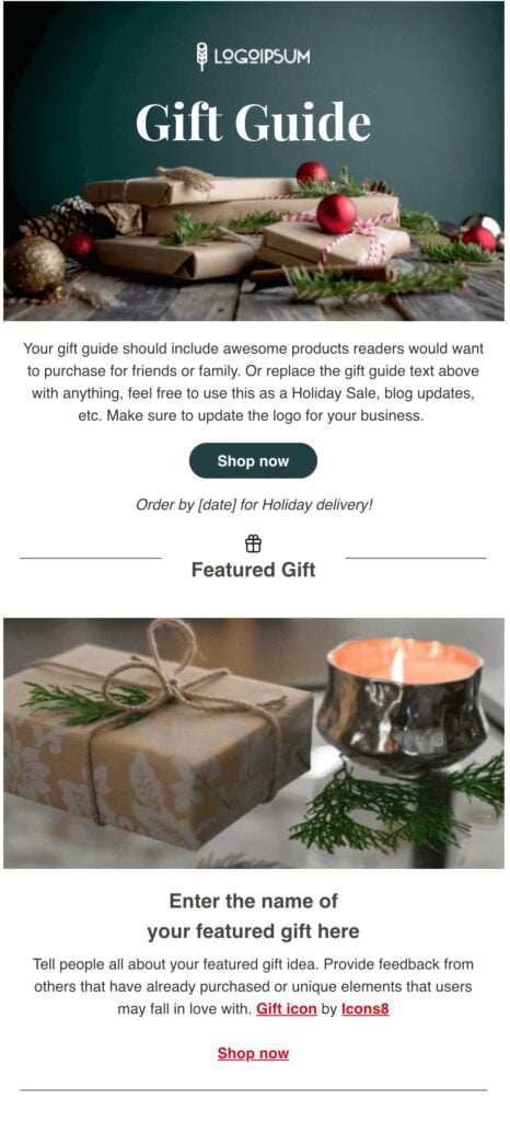 Green and Red Gift Guide Email Template